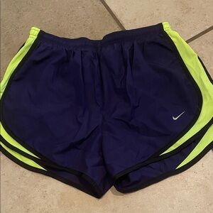 Nike Women's Athletic Shorts in Blue and Neon Yellow